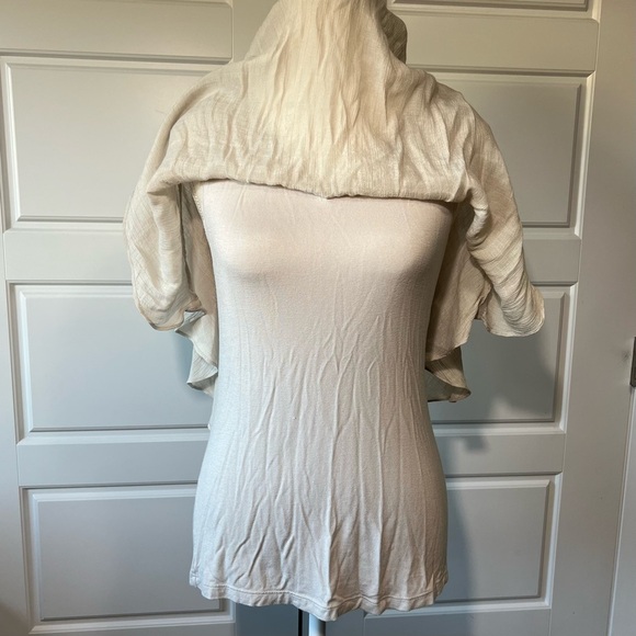 Apt 9 Lace Trim Bohemian Tunic Top Flowy Asymmetrical Boho Beige Blouse Small - Picture 5 of 7